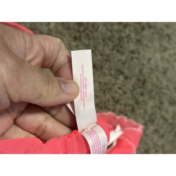 VICTORIA’S SECRET Neon Pink Babydoll Milkmaid Bowtie Ruffles Slip Top MEDIUM - Picture 6 of 9